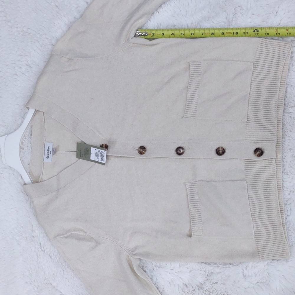 Goodfellow & Co Cream, Size L,Cardigan with Button Accents - Picture 13 of 17